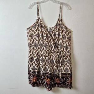 Xhiliration Junior XL Romper Shorts One Piece Straps Abstract Multicolored Boho